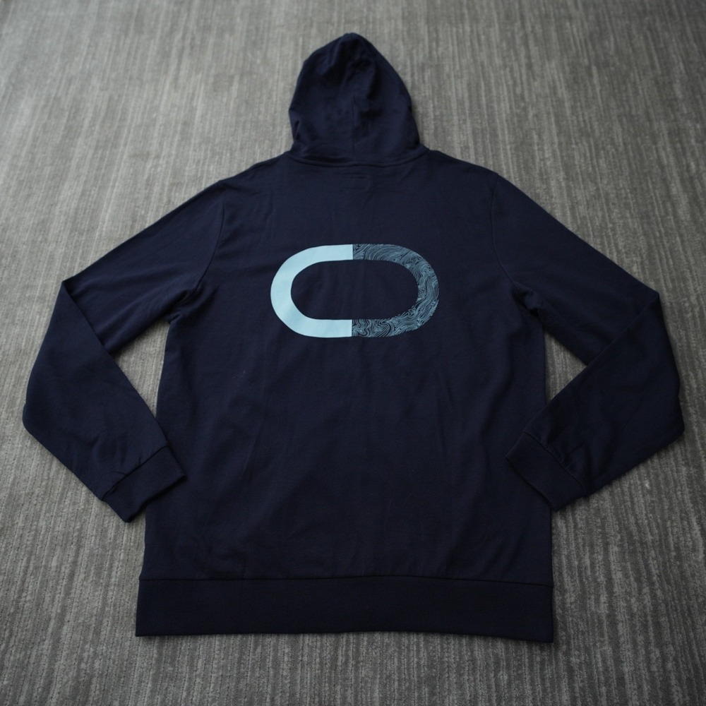 Oracle Hoodie Men Marine Layer Dark Blue Full Zip Fleece Cloud World 22 Large - Picture 2 of 15